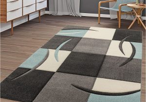 Grey Cream and Blue area Rugs Modern Rug Living Room Checked Trendy Pastel Turquoise Beige Grey Cream, Turquoise, 160×230 Cm