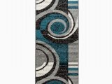 Grey White and Teal area Rug Oxford Collection Rugs Teal Black Grey White Swirls Retro Design Premiun soft area Rug 2 X7 Runner Walmart