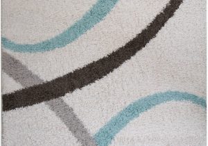 Grey White and Teal area Rug Shag Rugs Modern area Rug Contemporary Abstract or In Home
