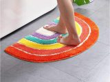 Half Circle Bath Rug Udolfly Non Slip Bathmats for Bathroom Rainbow Bathroom Rugs Half Circle Bath Mats Kids Bath Mats orange area Rugs 20"x32"