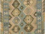 Halyn Hand Knotted Rug Blue Multi Blue 4 X 5 7 Kilim Maymana Rug Esalerugs