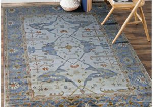Hand Knotted Blue Rugs Aldo Persian Traditional Floral Blue Hand Knotted Wool Rug 4 X 6