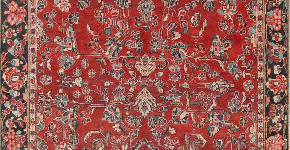 Hand Knotted Persian area Rug Antique All Over Floral Red Mahal Persian Hand Knotted 7×11