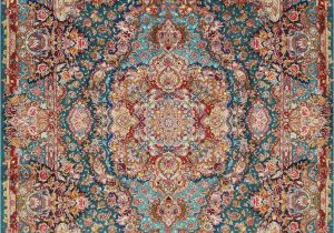 Hand Knotted Persian area Rug Floral Teal Green Tabriz Persian Hand Knotted 7×10 Wool Silk