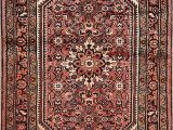 Hand Knotted Persian area Rug Geometric Hamedan Persian area Rug Coral Hand Knotted