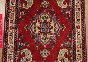 Hand Knotted Persian area Rug Persian Sarouk Hand Knotted Wool Red Navy Blue Floral