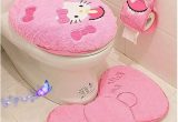 Hello Kitty Bath Rug Gsdju Hello Kitty Pink Cartoon soft Bathroom toilet Seat Cover Bath Mat Holder Carpet Seat Cushion Rings toilet Set