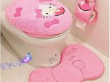 Hello Kitty Bath Rug Gsdju Hello Kitty Pink Cartoon soft Bathroom toilet Seat Cover Bath Mat Holder Carpet Seat Cushion Rings toilet Set