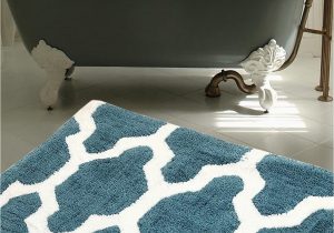 High Quality Bathroom Rugs Warisi Roman Quatrefoil Pattern area Bedroom Bathroom Rug Aqua Blue White