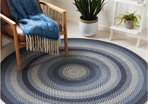 Home Depot Oval area Rugs Safavieh Braided Dark Gray/blue 4 Ft. X 6 Ft. Striped Border Oval …