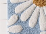 Ice Blue Bathroom Rugs Daisies Tufted Bath Mat