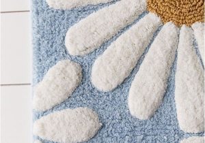 Ice Blue Bathroom Rugs Daisies Tufted Bath Mat
