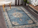 Inexpensive oriental Style area Rugs Lahome oriental Floral Medallion area Rug – 3×5 Blue Persian Distressed Entry Throw Rug Vintage Faux Wool Indoor Accent Rug Non-slip Washable Low-pile …
