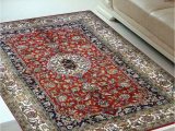 Ivory and Red area Rugs Ivory Border Red Small Handknotted Silk area Rug