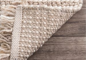 Ivory tonal Sweater Wool Emilie area Rug Pannose Felted Wool Tasseled Beige Rug