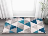 Jemison Blue Gray area Rug Well Woven isometry Blue & Grey Modern Geometric Triangle Pattern 2 X 3 (2′ X 3′) area Rug soft Shed Free Easy to Clean Stain Resistant