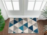 Jemison Blue Gray area Rug Well Woven isometry Blue & Grey Modern Geometric Triangle Pattern 2 X 3 (2′ X 3′) area Rug soft Shed Free Easy to Clean Stain Resistant