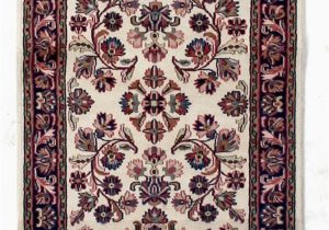 Kashan Design Runner area Rug E Of A Kind Indo Kashan Hand Knotted Ivory Rust 2 7" X 6 5" Runner Wool area Rug