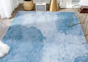 Kitchen area Rugs 4 X 6 Jinchan area Rug 4×6 Indoor Kitchen Rug Modern Abstract soft Carpet Non Slip Blue Accent Rug Contemporary Floor Cover for Living Room Bedroom Dining …