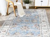 Kitchen area Rugs 4 X 6 Jinchan area Rug 4×6 Persian Rug Blue Vintage Floor Mat Kitchen Indoor Thin Rug Floral Print Carpet Foldable Rug Retro Accent Rug Farmhouse Non Slip …