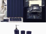 Large Blue Bathroom Rug 22 Piece Bath Accessory Set Navy Blue Flower Bathroom Rug Set Shower Curtain & Accessories