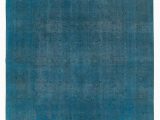Large Teal Blue area Rugs 9×12 Blue Overdyed area Rug 5565