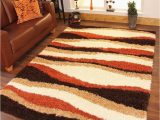 Large Thick soft area Rugs Shaggy Rug Thick soft Warm Terracotta Burnt orange Cream