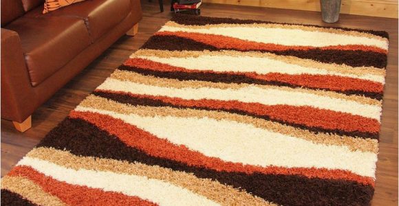 Large Thick soft area Rugs Shaggy Rug Thick soft Warm Terracotta Burnt orange Cream