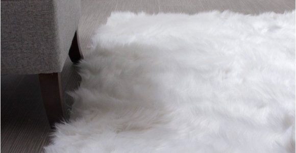 Large White Faux Fur area Rug Serene Faux soft Sheepskin Rug Ivory