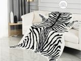 Large Zebra Print area Rugs Large Luxe Black & White Faux Zebra Hide area Rug 6.6 X 4.9 Ft