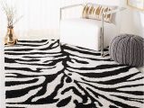 Large Zebra Print area Rugs Safavieh Florida Shag Collection 8′ X 10′ Ivory / Black Sg452 Zebra Print Non-shedding Living Room Bedroom Dining Room Entryway Plush 1.2-inch Thick …