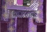 Lavender Bathroom Rug Sets 4 Piece Bathroom Rugs Set Non Slip Purple Print Bath Rug toilet Contour Mat with Fabric Shower Curtain and Matching Rings Daisy Purple