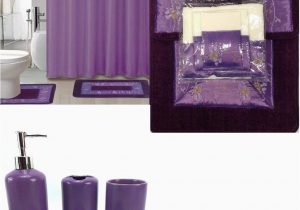 Lavender Bathroom Rug Sets Wpm 22 Piece Bath Accessory Set Purple Flower Bath Rug Set Shower Curtain & Accessories