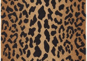 Leopard Print Bath Rugs Leopard Animal Print Hand Hooked Wool Brown Black area Rug