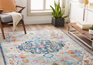 Light Blue Accent Rug Surya Floransa 5 X 7 Light Blue Indoor Medallion oriental area Rug …