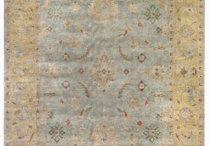 Light Blue and Gold area Rug Exquisite Rugs Oushak Hand Knotted 3344 Light Blue Gold area Rug
