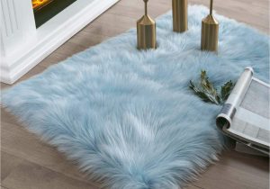 Light Blue Faux Fur Rug ashler Faux Fur Light Blue Rectangle area Rug Indoor Ultra soft …