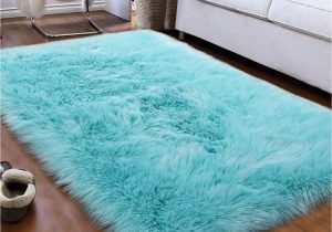 Light Blue Faux Fur Rug softlife Fluffy Faux Fur Sheepskin Rugs Luxurious Wool area Rug for Kids Room Bedroom Bedside Living Room Office Home Decor Carpet ( 3ft X 5ft, Light …