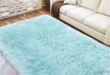 Light Blue Fluffy Rug Lochas Ultra soft Fluffy Rugs Faux Fur Sheepskin area Rug for Bedroom Bedside Living Room Carpet Nursery Washable Floor Carpets, 3×5 Feet Light Blue
