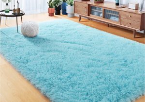 Light Blue Fluffy Rug Rugvane Light Blue Fluffy area Rug 4×6 for Bedroom,fuzzy Rug for Living Room Decor,soft Rug for Nursery Room,shaggy Rug for Baby Boy Girl Dorm …