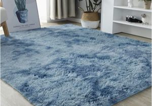 Light Blue Fluffy Rug Wayao Rug Living Room 60 X 160 Cm Fur Rug Shaggy Fluffy Plain Dark Blue