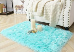 Light Blue Fuzzy Rug Lochas Ultra soft Fluffy Rugs Faux Fur Sheepskin area Rug for Bedroom Bedside Living Room Carpet Nursery Washable Floor Mat,2’x3′,blue