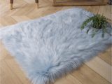 Light Blue soft Rug Phantoscope Deluxe soft Faux Sheepskin Fur Series Decorative Indoor area Rug 2 X 3 Feet Rectangle, Light Blue, 1 Pack