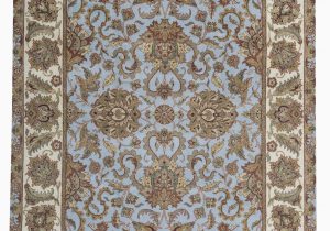 Light Blue Wool area Rug E Of A Kind Royal Crown Magnolia Hand Knotted Light Blue Ivory 9 1" X 12 3" Wool area Rug