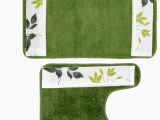 Lime Green Bathroom Rug Sets Mayan Leaf Banded Cotton Blend Floral Piece Bath Rug Set
