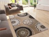 Living Room area Rugs Contemporary Livingroom Rug Contemporary Design Carpet with Circular Patterns and Greek Key Contours Beige Brown P9472 Plentyshop Lts