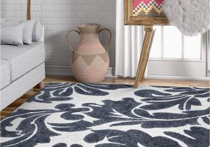 Living Spaces area Rugs 5×7 Victoria Grey Modern Damask Microfiber 5×7 5 3" X 7 3