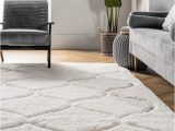 Lux Home Plush area Rug White Super soft Luxury Shag with Carved Trellis area Rug