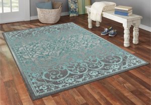 Mainstays 5 X 7 area Rug Mainstays India Medallion Textured Print area Rug and Runner Collection Gray Blue 5 X 7
