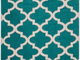 Mainstays Polyester solid Textured Shag area Rug and Runner Collection Mainstays Quatrefoil Geometric Teal Ivory 7 6"x9 6" Indoor